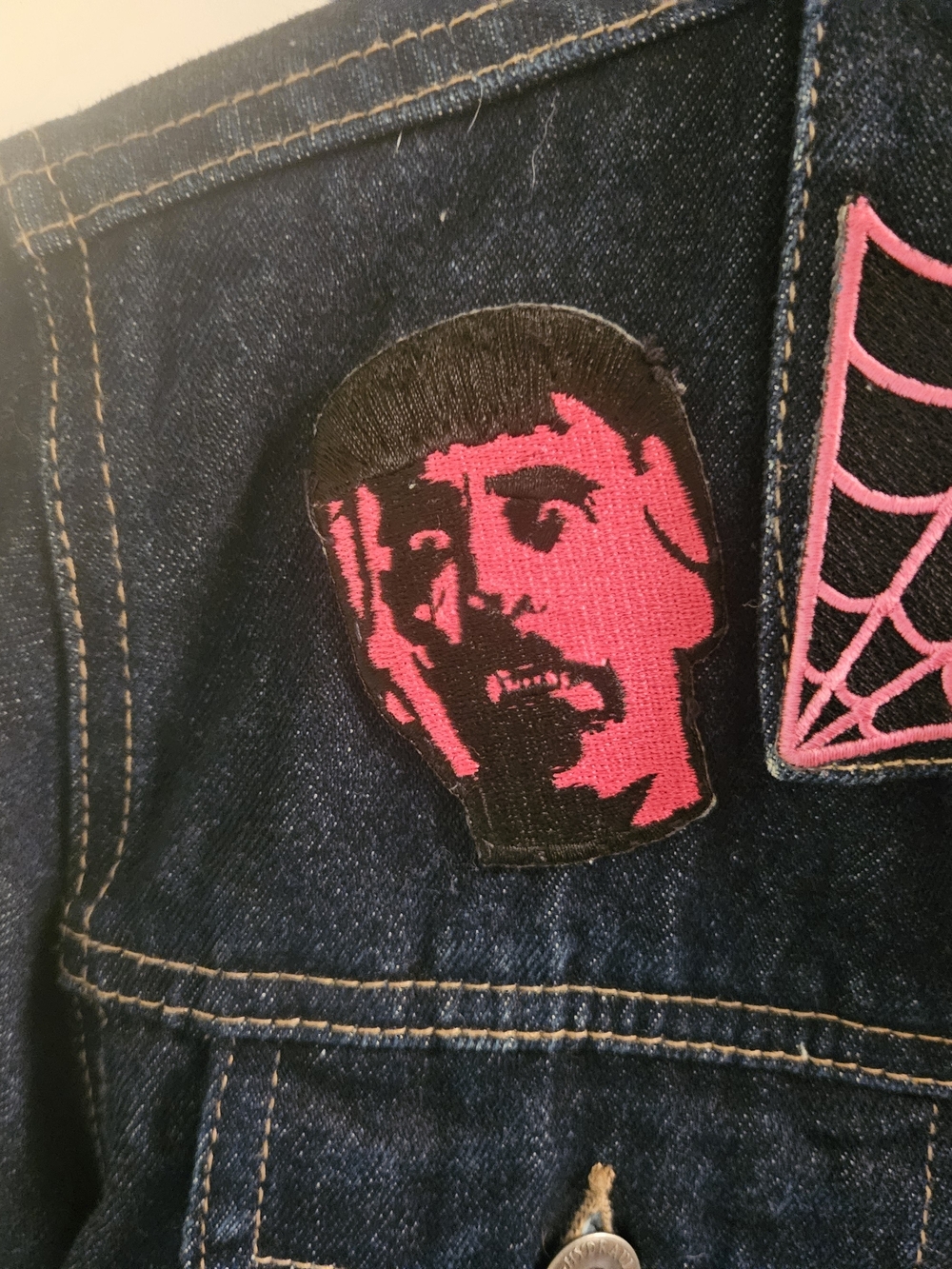 Custom Punk Denim Jacket Psychobilly Rockabilly - Picture 3 of 4